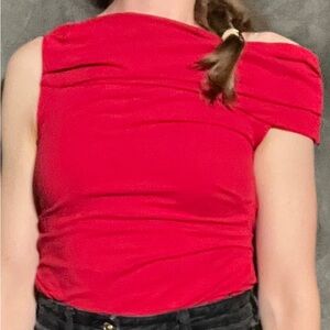 Off-Shoulder Red Women's Top - Sleek Summer Style